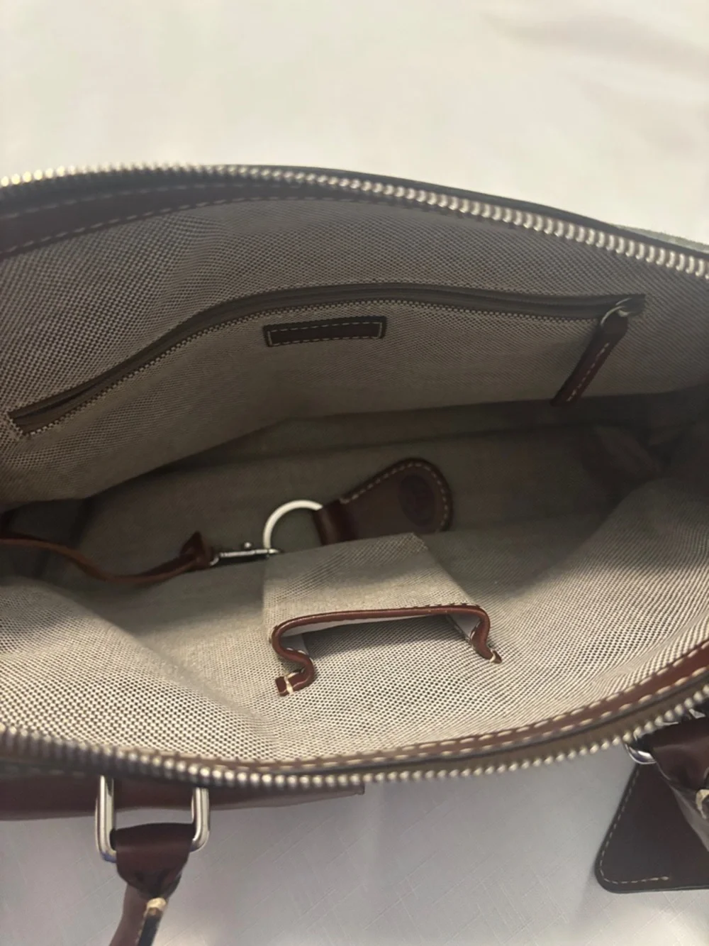 VTG Dooney & Bourke Rich Avocado Double Pocket Satchel & wallet leather trim - Picture 4 of 14